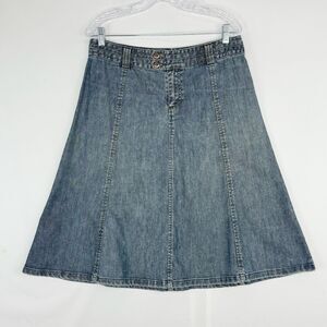 H&M Midi Blue Jean Skirt Size 12 Denim A-line Skirt, Y2K, Hippie Skirt EU 42